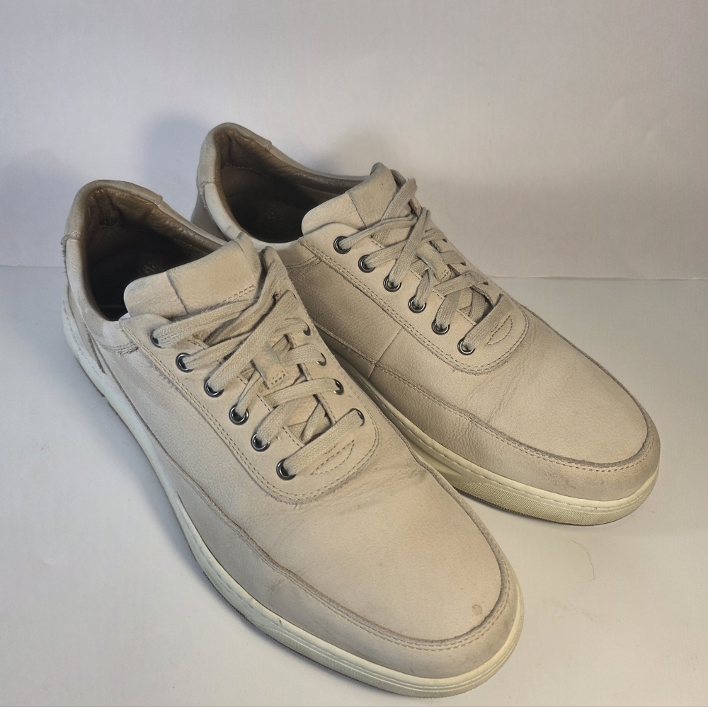 Johnston Murphy Men's 12M Gleason U-Throat Sneakers Shoes Beige White 27-1822